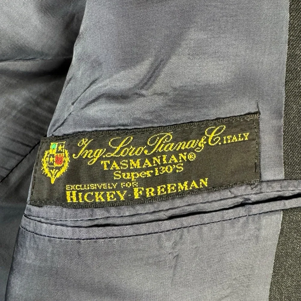 Hickey Freeman Loro Piana Tasmanian Super 130s Blazer Gray Mens 44R Madison